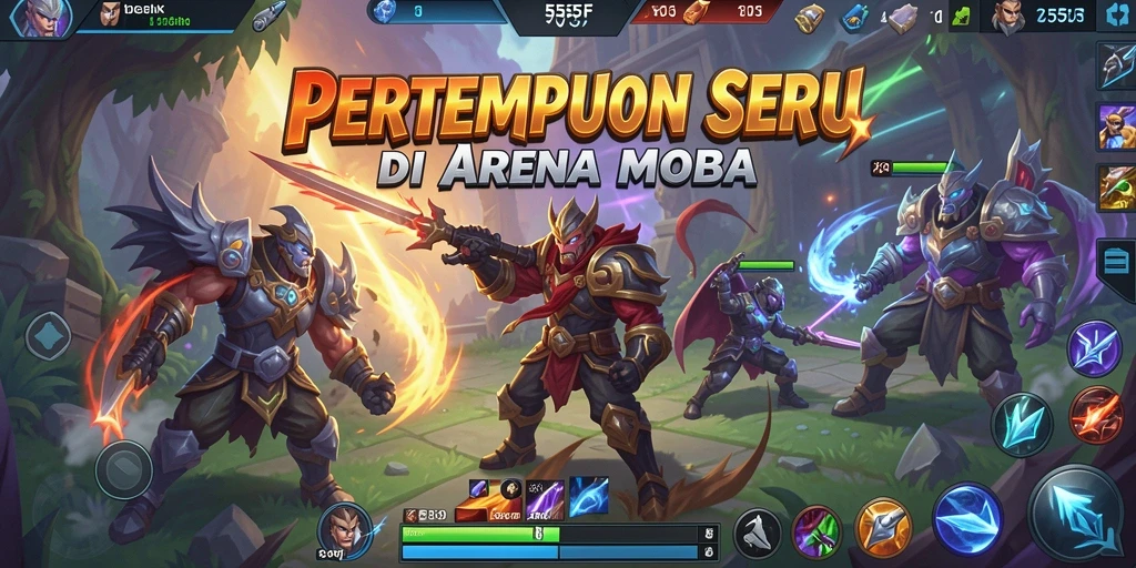 Tangkapan layar menampilkan aksi seru gameplay MOBA 555F.