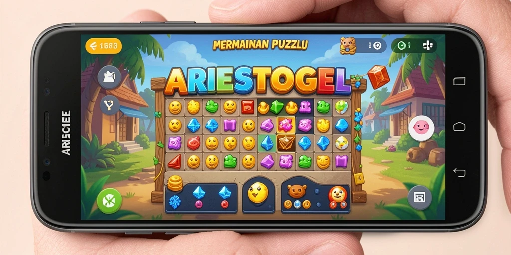 Tampilan gameplay ARIESTOGEL yang adiktif dan penuh tantangan.