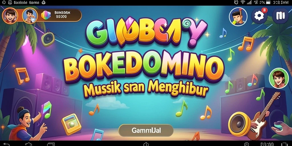 Tampilan gameplay seru dari BOKEDOMINO dengan berbagai lagu.