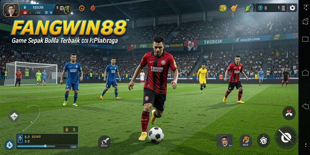 Tangkapan layar FANGWIN88 menampilkan aksi seru di lapangan sepak bola.
