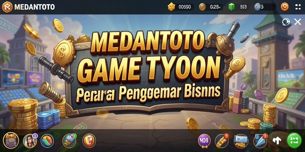 Screenshot gameplay MEDANTOTO menampilkan simulasi manajemen bisnis yang mendalam.