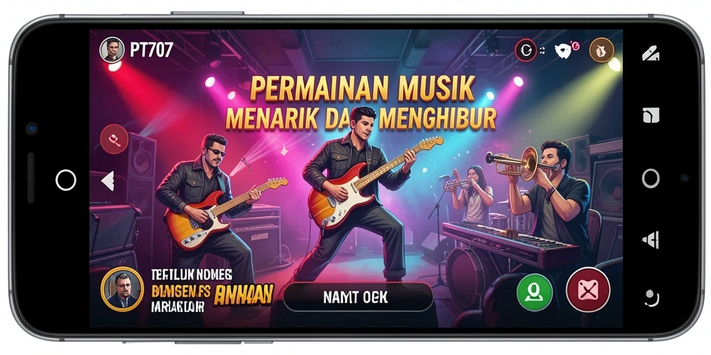 Tampilan menarik dari gameplay PT707 dengan berbagai tantangan musik.