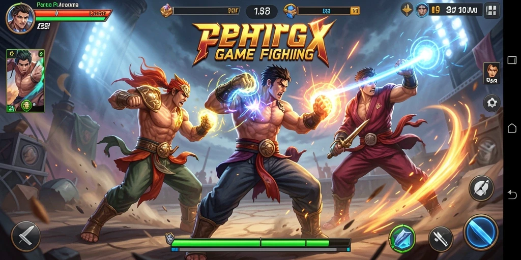 Gameplay seru RP888 dengan karakter bertarung yang dinamis.