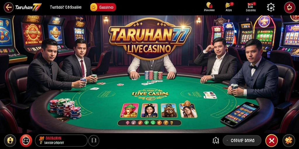 Tampilan layar penuh gameplay Live Casino yang mendebarkan di TARUHAN77.